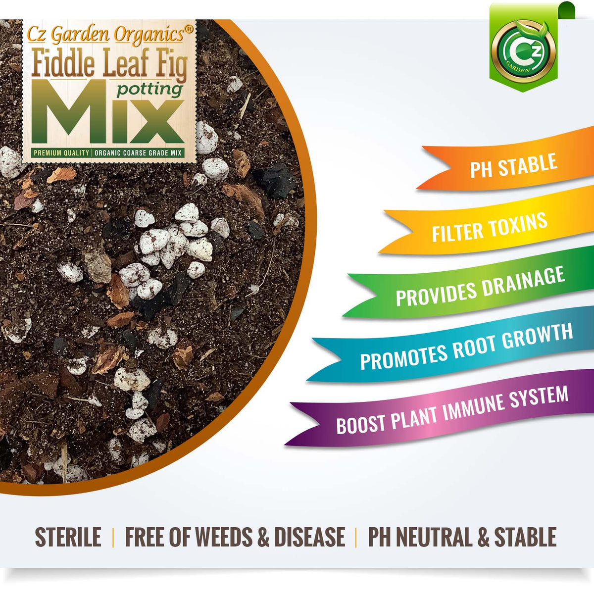 Organic Ficus Lyrata Fiddle Leaf Fig Potting Soil Mix Premium Grad Cz Garden