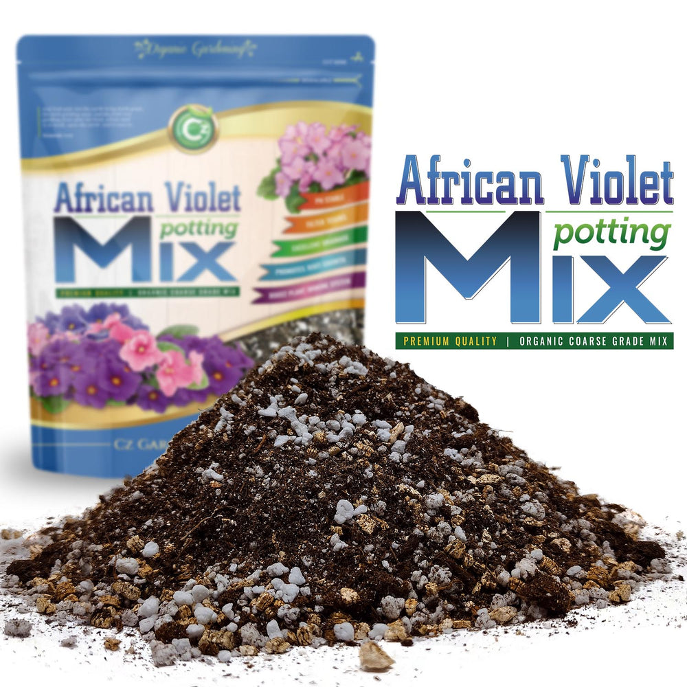 Organic African Violet Potting Mix Premium Grade Ingredients - Coco Peat Humus • Perlite • Vermiculite • Horticultural Charcoal to Filter Toxins and Improve Plant Growth - Cz Garden Organics
