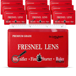 
                  
                    Fresnel Lens 4X Magnifier Pocket Wallet Credit Card Size • Ruler, Magnifier, Solar Fire - Unbreakable Plastic (10 Pack - Red)
                  
                