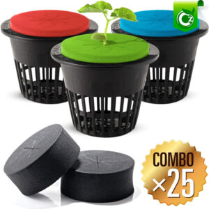 3 inch Heavy Duty Net Pots + Cloning Collar - 25 Pack