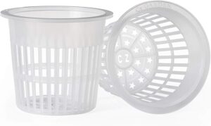 6 inch Orchid Pots | Heavy Duty Net Pots Round Cups - Wide Rim Design • Hydroponics Slotted Mesh (Cz All Star Net Pots – 10 Clear)