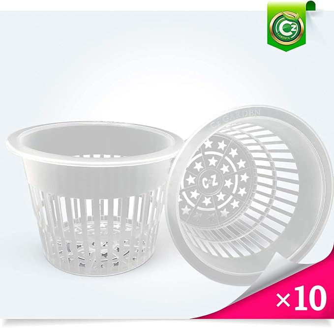 5 inch Clear Orchid Net Pots Heavy Duty Round Cups Wide Rim Design • Aquaponics • Aquaculture • Hydroponics Slotted Mesh (Cz All Star 10 Clear Pots) - Image 2