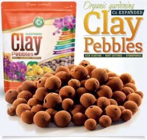 Expanded Clay Pebbles Grow Media for Orchids, NFT DWC Hydroponics, Aquaponics, Aquaculture LECA Plant Garden Soil Conditioner Amendment Ceramsite Aggregate (4 LB Cz Expanded Clay Pellets)