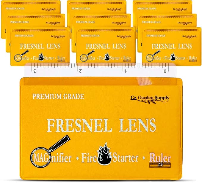Fresnel Lens 4X Magnifier Pocket Wallet Credit Card Size • Ruler - Unbreakable Plastic for Home Office Classroom & Outdoor EDC Survival Kit Bushcraft (10 pack Ruler/Magnifier - Yellow) - Image 2
