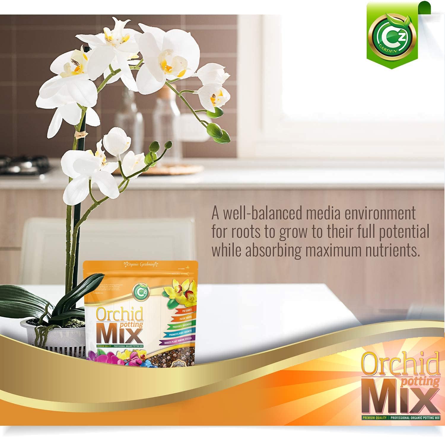 Orchid Potting Mix - Made in USA - Premium Grade Recipe for Proper Root Development - Phalaenopsis, Cattleyas, Dendrobiums, Oncidiums and More! Fir Bark, Charcoal, Coconut Husk, Clay Pebbles - Image 2