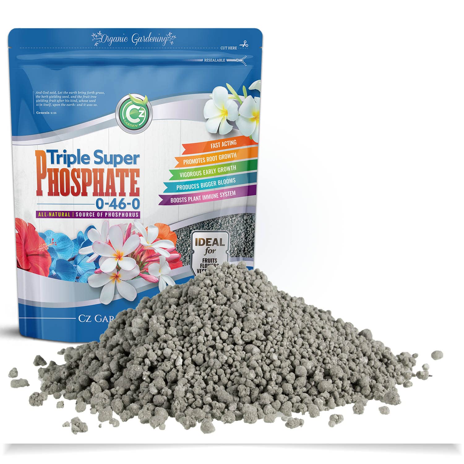 Triple Super Phosphate 0-46-0 Fertilizer - Made in USA - Bloom Booster - TSP Pure Phosphorus Plant Food for Indoor/Outdoor Plants and Flower Gardens - Fruit, Vegetables, Holistic Herbs, Trees & More! - Image 2
