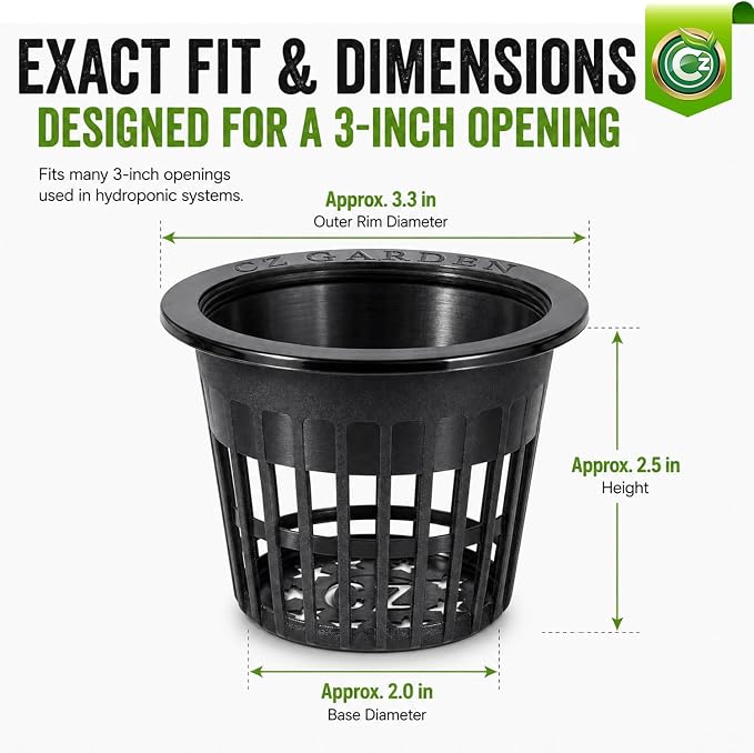 Cz Garden 3 Inch Net Pots, 25 Pack Heavy Duty Hydroponic Net Cups with Wide Rim, Slotted Mesh for Orchids, DWC, Kratky & Wide Mouth Mason Jars - Image 8