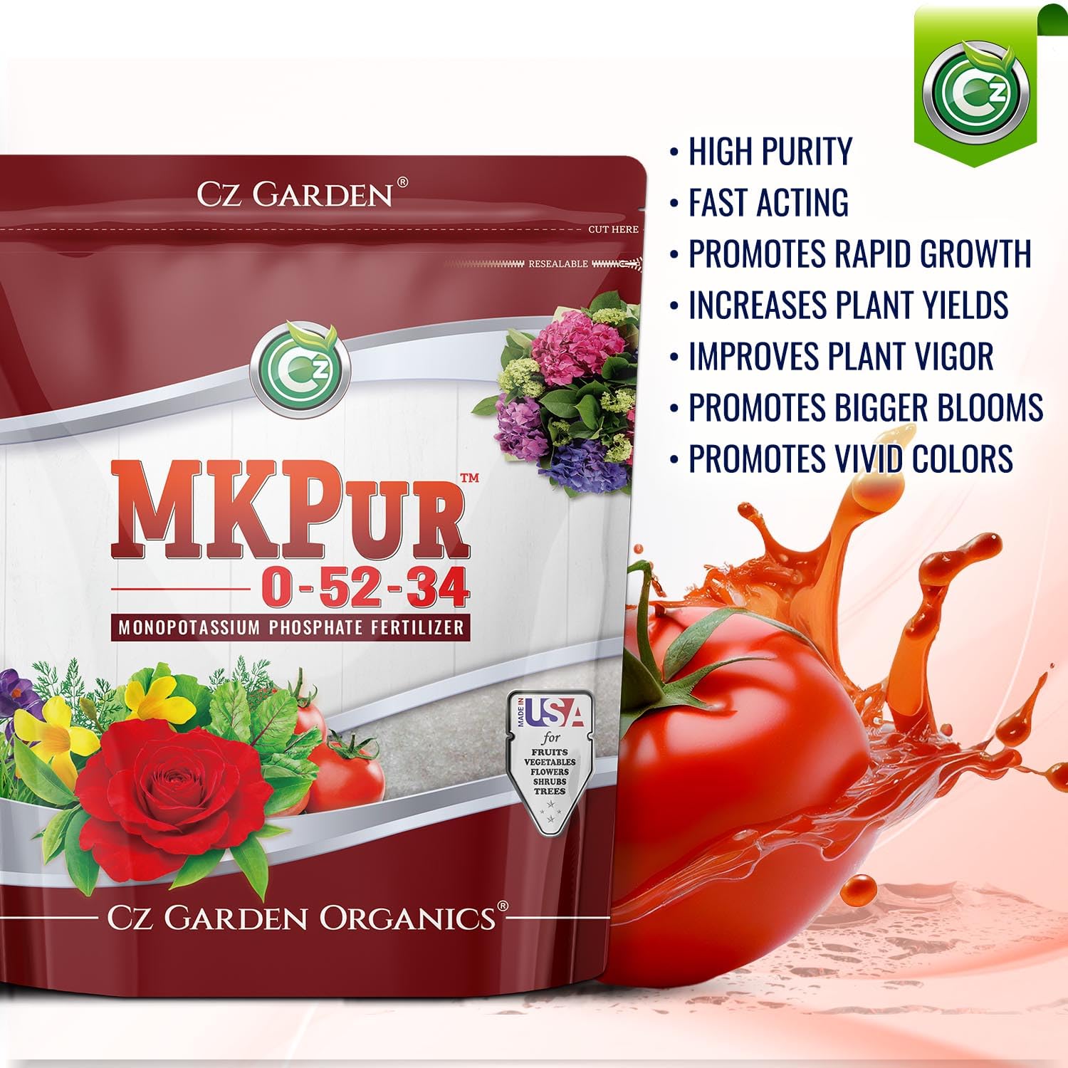 MKPur™ 0-52-34 Monopotassium Phosphate Fertilizer - Water Soluble PK Plant Food for Blooms, Roots, Fruits, Vegetables, Hydroponics & Fertigation - Zero Nitrogen - Image 3