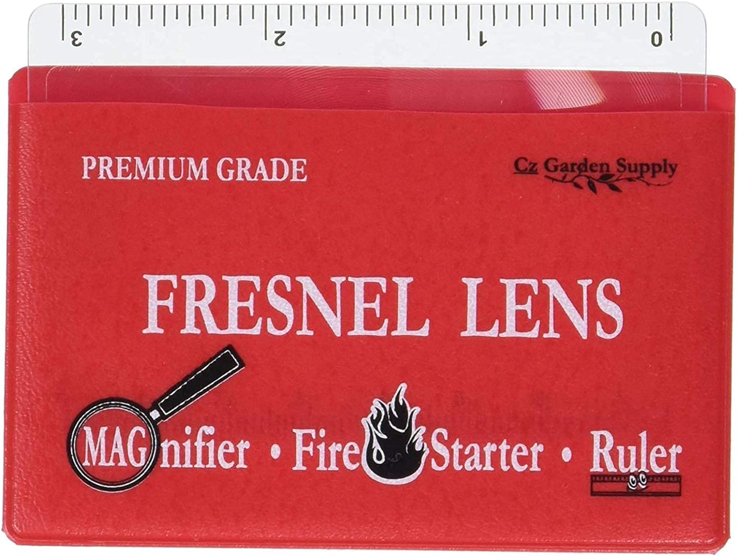 Fresnel Lens 4X Magnifier Pocket Wallet Credit Card Size • Ruler - Unbreakable Plastic for Home Office Classroom & Outdoor EDC Survival Kit Bushcraft (10 Pack Ruler/Magnifier - Red) - Image 3