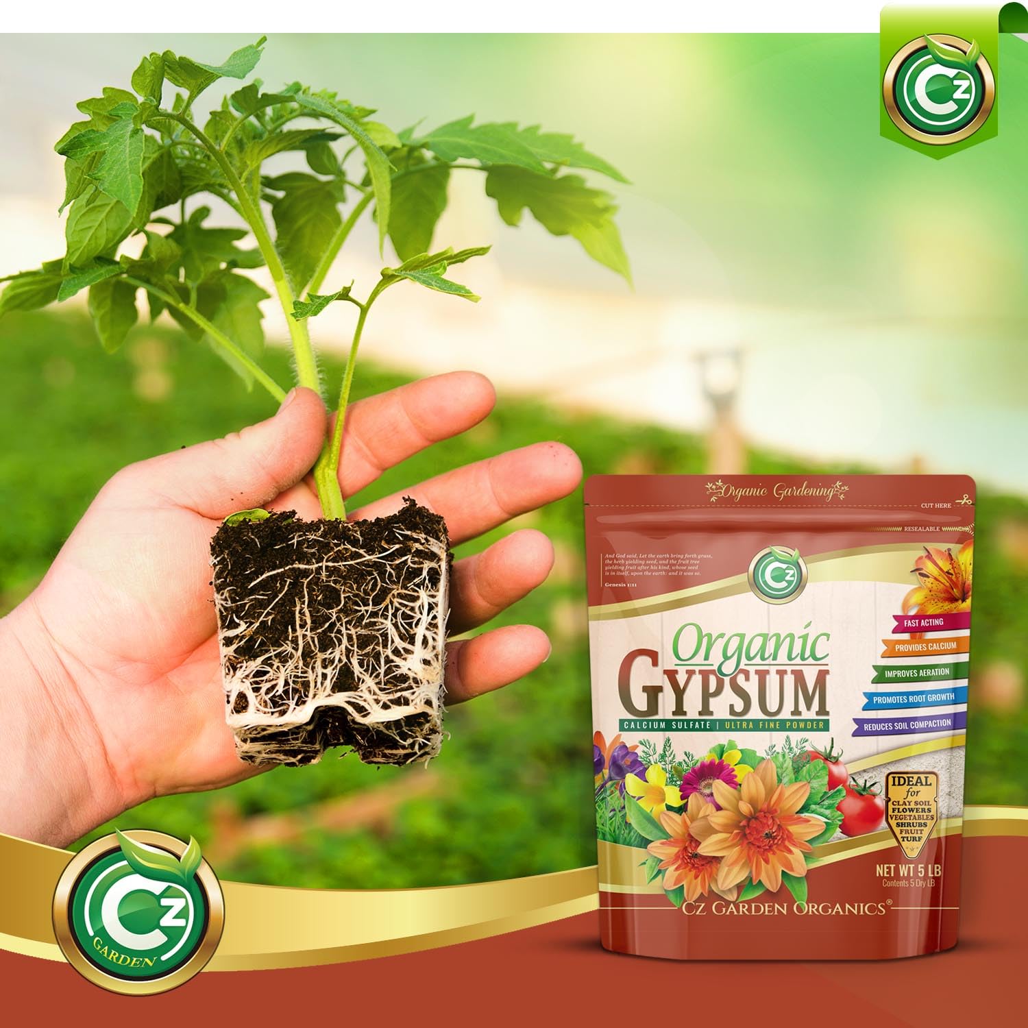 Organic Gypsum Powder 5LB - Made in USA - OMRI Listed - Calcium Sulfate Dihydrate - Garden Soil Amendment Fertilizer for Lawns, Plants, Mushroom Cultivation. Calcium & Sulfur. Cures Blossom End Rot - Image 4