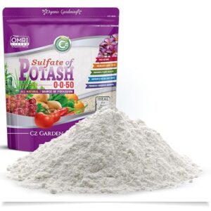 Organic Sulfate of Potash 0-0-50 Made in USA - OMRI Listed - Water Soluble SOP Potassium Plant Food for Plants & Flower Gardens - 3LB Low Chlorine Fertilizer. Enhances Color & Taste!