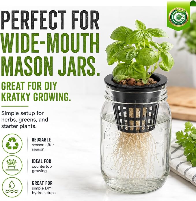 Cz Garden 3 Inch Net Pots, 25 Pack Heavy Duty Hydroponic Net Cups with Wide Rim, Slotted Mesh for Orchids, DWC, Kratky & Wide Mouth Mason Jars - Image 7