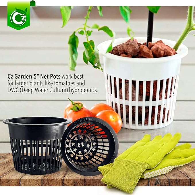 5 inch Net Pots Heavy Duty Round Cups Wide Rim Design - Orchids • Aquaponics • Aquaculture • Hydroponics Slotted Mesh (Cz All Star 10 Black Pots) - Image 5