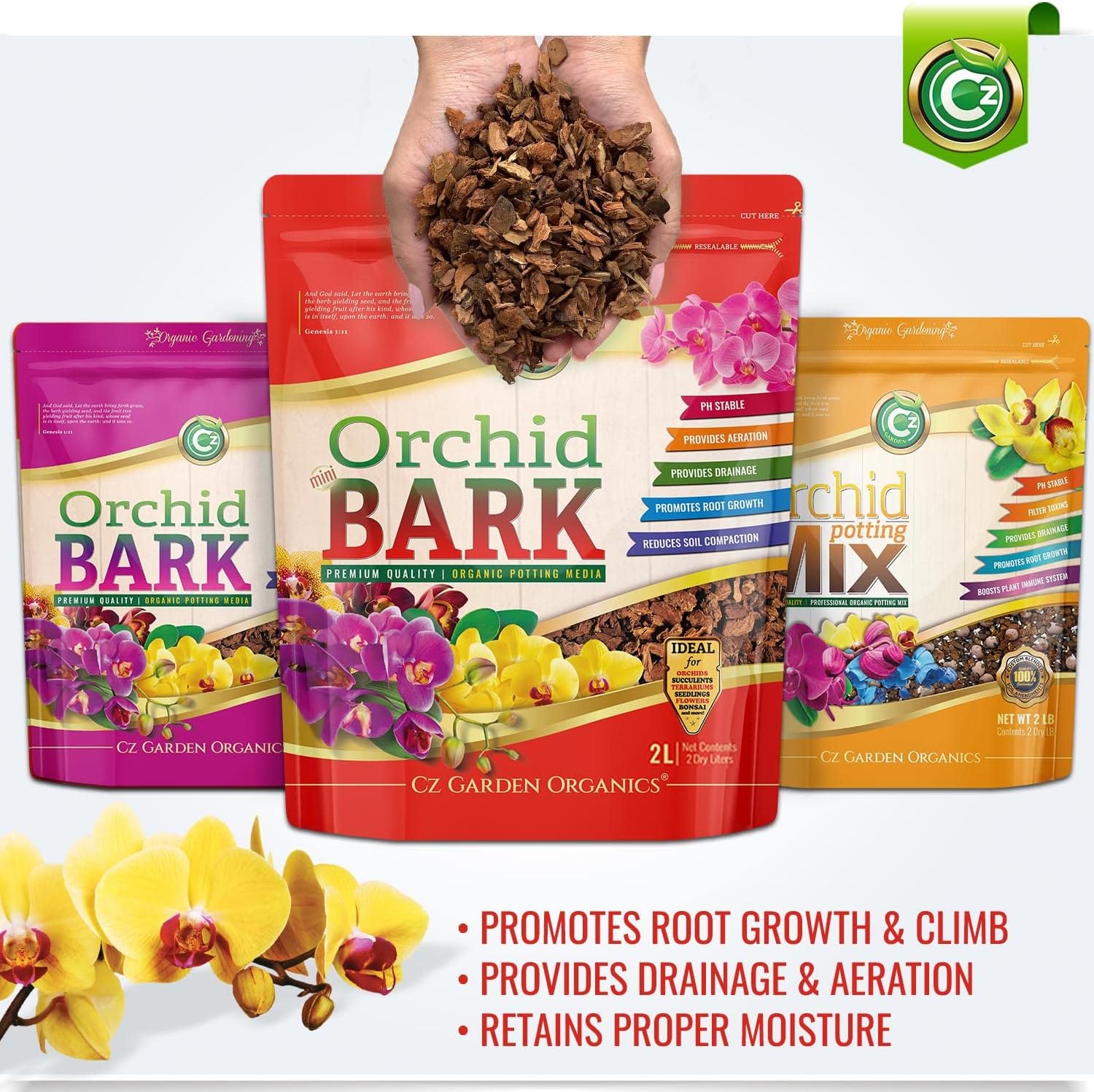 Orchid Potting Bark - Made in USA Premium Garden Soil Amendment Mix for Proper Root Development of Phalaenopsis, Cattleyas, Indoor/Outdoor Plants, Reptile Terrarium Bedding & More! (Mini Fir Bark) - Image 3