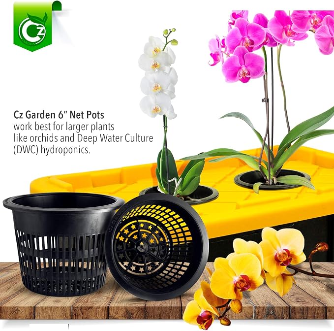 6 inch Net Pots Heavy Duty Round Cups Wide Rim Design - Orchids • Aquaponics • Aquaculture • Hydroponics Slotted Mesh (Cz All Star 10 Black Pots) - Image 5