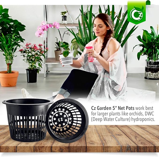 5 inch Net Pots Heavy Duty Round Cups Wide Rim Design - Orchids • Aquaponics • Aquaculture • Hydroponics Slotted Mesh (Cz All Star 10 Black Pots) - Image 6