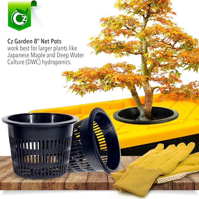 8 inch Net Pots Heavy Duty Round Cups Wide Rim Design - Orchids • Aquaponics • Aquaculture • Hydroponics Slotted Mesh (Cz Garden All Star 5 Pack Black) - Image 6