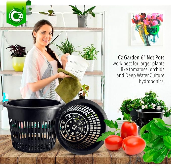 6 inch Net Pots Heavy Duty Round Cups Wide Rim Design - Orchids • Aquaponics • Aquaculture • Hydroponics Slotted Mesh (Cz All Star 10 Black Pots) - Image 6