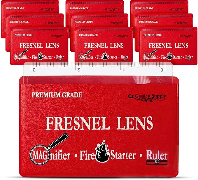 Fresnel Lens 4X Magnifier Pocket Wallet Credit Card Size • Ruler - Unbreakable Plastic for Home Office Classroom & Outdoor EDC Survival Kit Bushcraft (10 Pack Ruler/Magnifier - Red) - Image 5