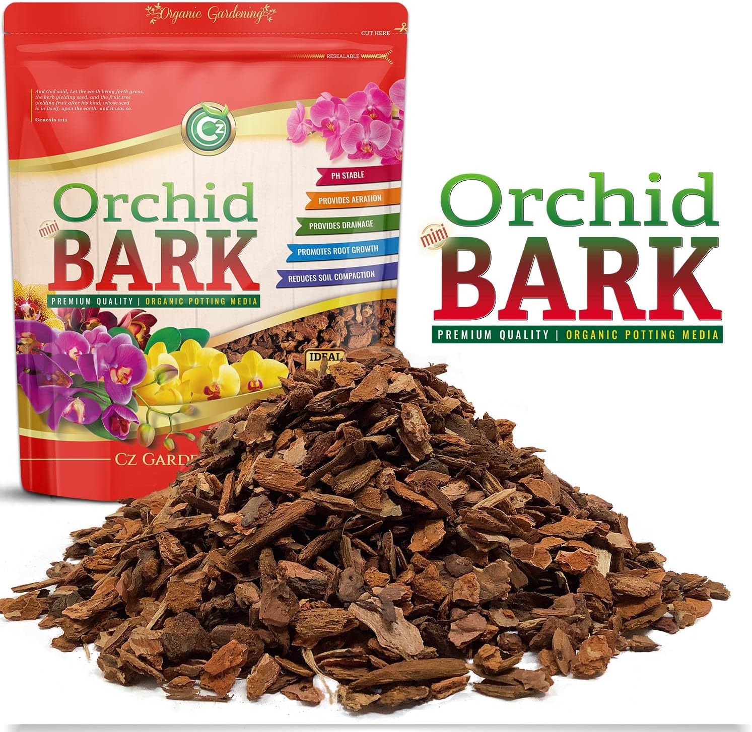 Orchid Potting Bark - Made in USA Premium Garden Soil Amendment Mix for Proper Root Development of Phalaenopsis, Cattleyas, Indoor/Outdoor Plants, Reptile Terrarium Bedding & More! (Mini Fir Bark) - Image 2