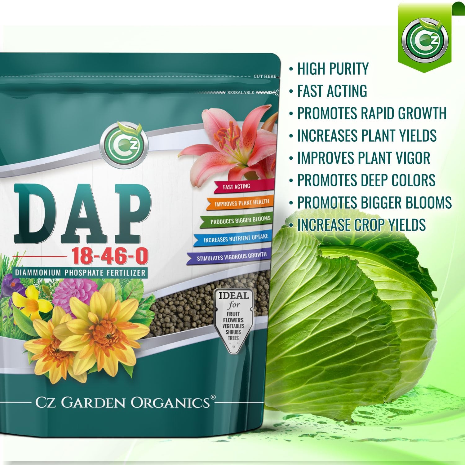 18-46-0 DAP Fertilizer - Made in USA - Nitrogen and Phosphorus Plant Food for Indoor/Outdoor Plants & Flower Gardens - Promotes Vigorous Growth and Big Blooms! - Image 8
