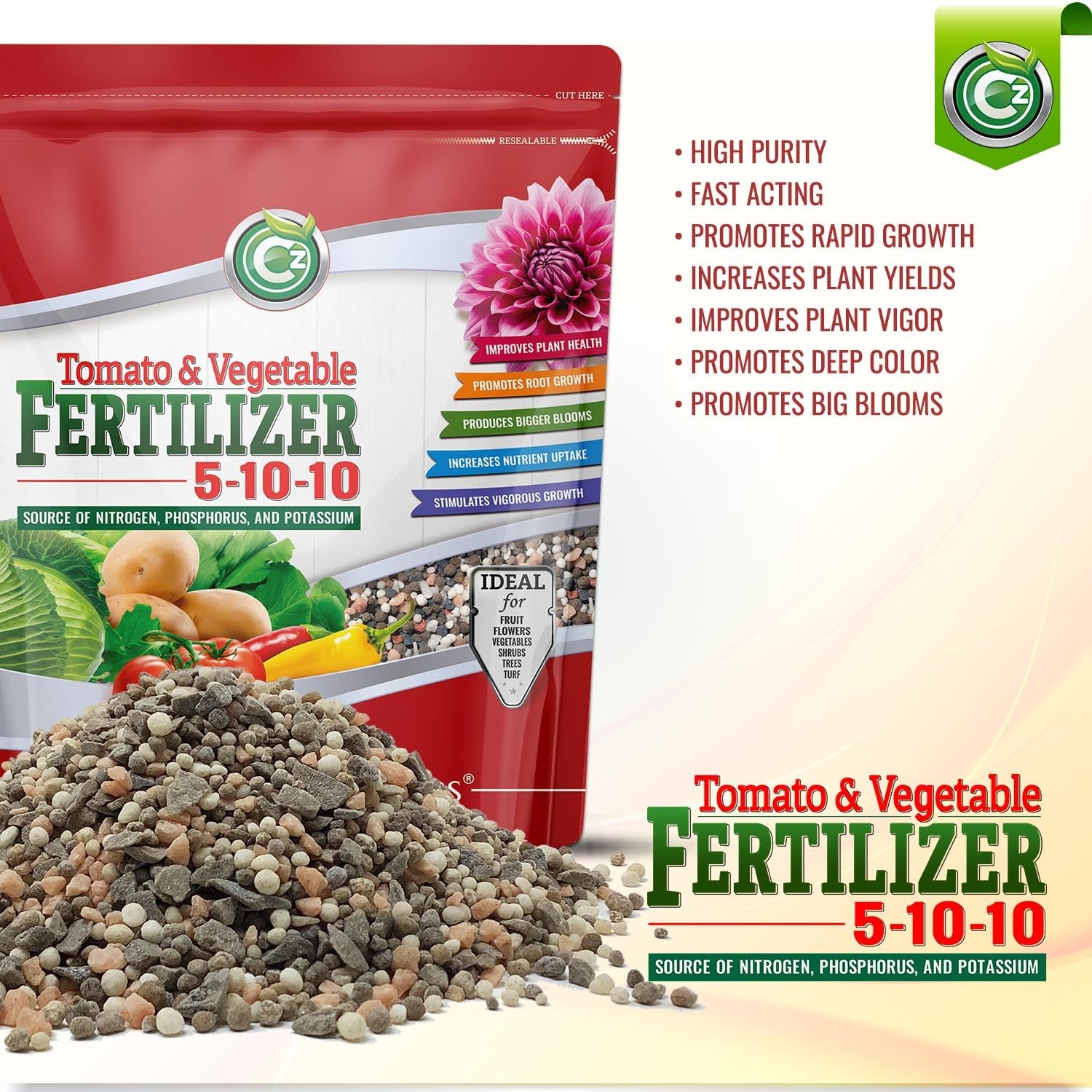 5-10-10 Tomato & Vegetable Fertilizer - Made in USA - 2% Iron + Micronutrients Plant Food for Flower Gardens - Image 5